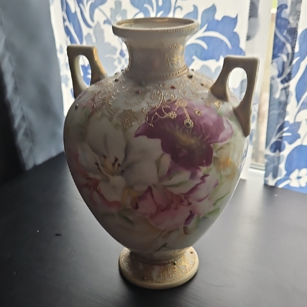 Hand Painted Nippon Floral Vase
